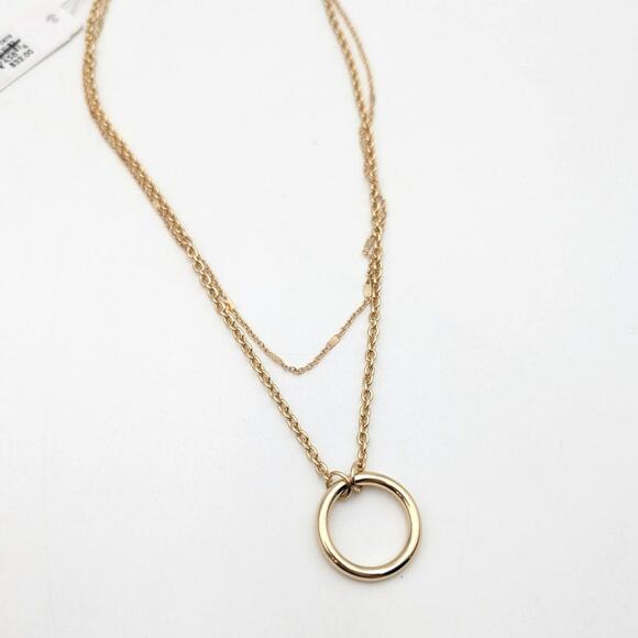 Panacea Layered Open Circle Pendant Necklace for Women's Elegant Gold Design - Picture 4 of 6